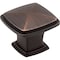 Jeffrey Alexander 1-3/16" Overall Length Brushed Oil Rubbed Bronze Square Milan 1 Cabinet Knob 1091DBAC - alternate 1